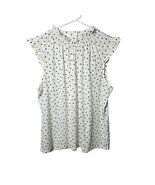 Adrianna Papell Women's Polka Dot Tank Ruffle Sleeve Neck Suze XL Black ... - $24.99