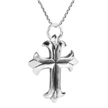 Symmetric Versant Cross .925 Sterling Silver Chain Necklace - £16.60 GBP