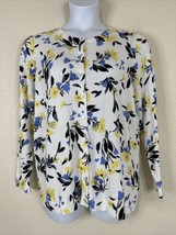 NWT Croft &amp; Barrow Womens Size XL Blue/Yellow Floral Button-Up Knit Cardigan - £15.48 GBP