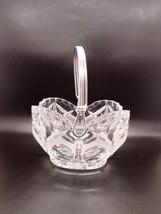 Vtg Bleikristall Clear Frosted Cut Crystal Handled Basket Candy Dish Germany  - £13.23 GBP