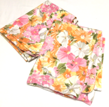 Vintage Cannon Royal Family Featherlite Pink Orange Yellow Floral Pillowcase Set - £18.68 GBP