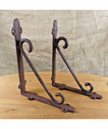 2 Cast Iron Brackets Braces Shelf Bracket RUSTIC Corbels Braces W/ Plant... - €21,42 EUR