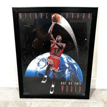 VTG 1995 Chicago Bulls  18” X 22” Michael Jordan Out of this World Framed Poster - £66.18 GBP