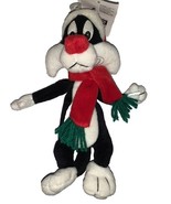 Warner Bros SYLVESTER the Cat SANTA Beanbag Plush 9&quot; NWT 1998 Looney Tunes - $19.49