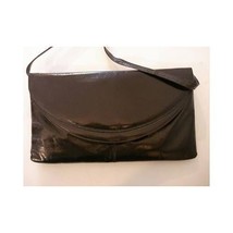 Vintage 1960s Ladies Purse -Charles Jourdan Paris- Puffy Black Shiny Leather Clu - £19.60 GBP