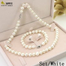  Necklaces for Women 8-9mm Natural Freshwater White  Necklace Earring Bracelet S - £26.52 GBP