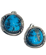 Vintage Navajo Sterling Silver Earrings with Turquoise  Robert Bicenti O... - $113.40