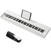 Costway 88-Key Full Size Digital Piano Weighted Keyboard w/ Sustain Pedal White - £283.48 GBP