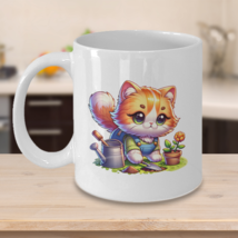 Adorable Cat Gardening Coffee Mug Charming Novelty Gift Pets Whimsical Kitty Cup - £11.93 GBP+