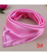 1 Women Solid Neck Neckerchief Soft Silk Bandana Square Wrap Scarf Head ... - £3.74 GBP