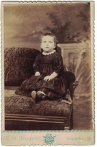 Cabinet Photo Baby Sitting in Chair with Dress - Possible Named Watsaka, ILL. - £6.91 GBP