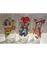 Vintage PEPSI Collector Series Glasses Cool Cat  Wonder Woman Woody wood... - £52.58 GBP