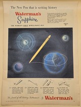 Waterman&#39;s Sapphire-Worlds 1st Jewel Point Pen VTG Original Print Ad-1953 - $9.74