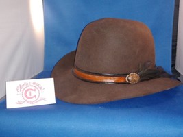 Charlie 1 Horse Hat Co Custom 1970&#39;s/80&#39;s Woman&#39;s Cowboy Hat Cogue Feather - £147.13 GBP