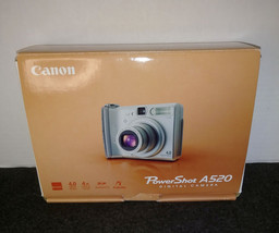 Canon PowerShot A520 4.0MP Digital Camera Silver w/ SD Card and Box - £44.31 GBP