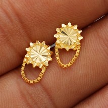 Tiny Stud Flower Earrings 20k Gold Stud Tops Women Earrings Baby Earrings Handma - £124.69 GBP