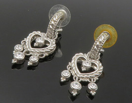 JUDITH RIPKA 925 Silver - Vintage Topaz Love Heart Dangle Earrings - EG6775 - £116.00 GBP