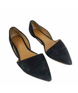 J Crew Women&#39;s 7.5 Black Suede Zoe D’Orsay Slip On Pointed Toe Flats Shoes - £16.83 GBP