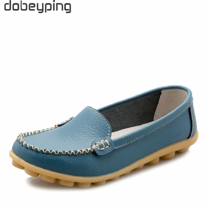 dobeyping New Spring Autumn Shoes Woman Leather Women Flats Slip On Women Loafer - $67.45