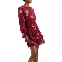 Bar III Womens L Dasha Floral Red Ruffle Long Sleeves Mini Dress NWT AZ76 - £31.32 GBP