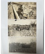 Three 1918 Real Photo Postcards RPPC Train Wreck Railroad Accident Derai... - $95.89 CAD