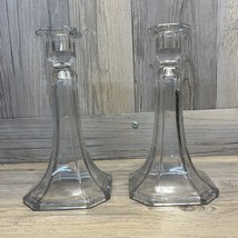 Set of 2 Vintage Crystal Glass Candlestick Candle Holders 8.5” Tall - $13.98