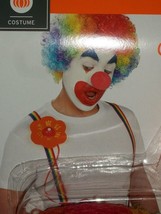 Adult Clown Character Kit Costume Halloween Party Wig Nose Squirting Flower - £15.93 GBP
