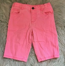 Carters Girls Jean Shorts Size 5 Neon Pink Bermuda Length Adjustable Waist - $11.88