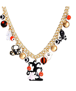 Halloween Pumpkin Pendant Necklace Witch Cat Charms Necklace Party Ghost... - $247.94 MXN