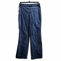Soft Surroundings Denim Pants Pull On Elastic Waist Flare Leg Jeans Medium - $22.05