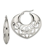 Stainless Steel Fancy Cutout Hoop Earrings - $76.83 CAD