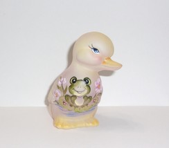 Fenton Glass Yellow Pink Froggie Frog Duckling Duck Figurine Ltd Ed #15/36 - £126.61 GBP