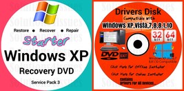 Windows Xp Starter 32 bit &amp; &amp; Driver Combo Reinstall Boot Restore DVD Disk - £15.04 GBP