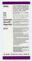 United Air Lines B737 Passenger Safety Card 5/1/98 - $17.82