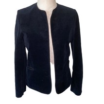 Lindsey Blake Vintage Open Front Velvet Jacket two front pockets black size 8 - £25.22 GBP