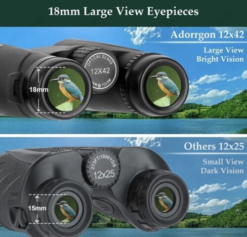 Adorrgon 12x42 HD Binoculars for Adults High Powered with Phone Adapter, Trip Item image 3