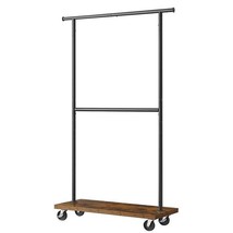 Industrial Style Clothing Garment Rack Double Clothes Hanging Bar on Wheels - $3,883.05 MXN