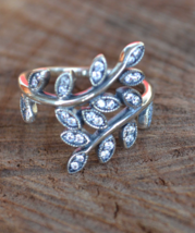 Leaf ring, wide silver ring, sterling silver ring (R157) - £24.10 GBP