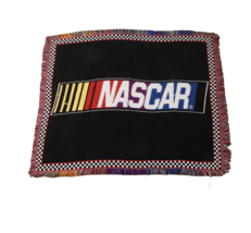 Vintage 90s NASCAR Racing Big Logo Spell Out Fringed Throw Blanket 56x45... - $54.40
