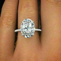 Oval Cut 3.25Ct Simulated Diamond Engagement Ring Solid 14K White Gold Size 8.5 - £179.50 GBP