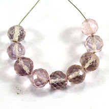 Crystal Quartz Pink Coated Round Faceted Beads Briolette Natural Loose Gemstone - £5.49 GBP