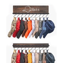 Hat Rack For Wall, Wooden Baseball Cap Organizer With 20 Hooks, Metal Ru... - $39.99