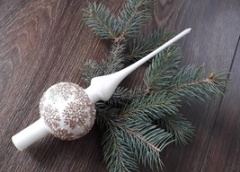 White Christmas glass tree topper, vintage tree topper Christmas glass f... - £17.37 GBP