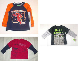 Sesame Street Toddler Boys Long Sleeve T-Shirts Elmo or Grouch Sizes 3T 4T NWT - £7.70 GBP