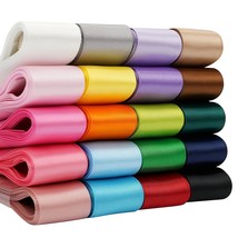 1 Inch Satin Ribbon Solid Color Ribbon Assorted Double Faced Satin Fabri... - £18.75 GBP