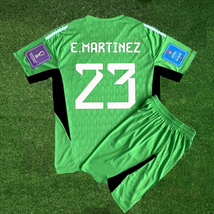 2022 Argentina Goalkeeper Martinez KIDS/CHILDREN Kit Jersey Green Red Blue 16-28 - £54.71 GBP