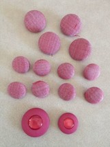 Lot of 14 Vintage Pink Textured Cloth Covered Shank Buttons 2.25cm 1.75cm - $12.99