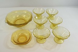 Federal Glass Madrid Ice Cream Cups &amp; Serving Bowls Yellow Depression Glass - £46.40 GBP