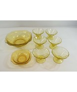 Federal Glass Madrid Ice Cream Cups &amp; Serving Bowls Yellow Depression Glass - £45.72 GBP