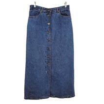 Eddie Bauer Womens Flannel Lined Maxi Skirt Sz 8 Button Front 100% Cotton 30x36 - £20.94 GBP